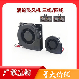 涡轮散热风扇12/24V三线/四线5015 7530 9733 12032鼓风机测速PWM