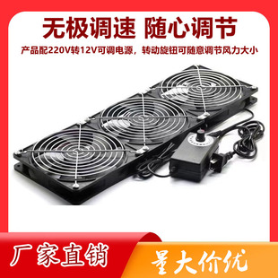 12CM静音大风量排气扇220V带调速机柜功放暖气片显卡架散热风扇