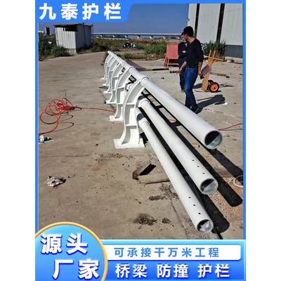 Q235加厚白钢桥梁防撞护栏支架碳钢立柱道路灯光河道景观天桥护栏