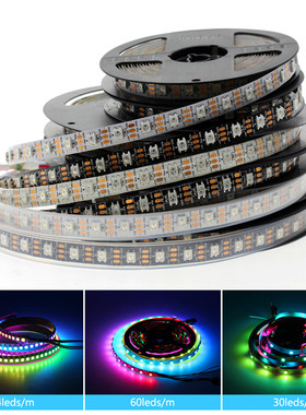 WS2812B灯带5V树莓派stm32单片机arduino编程led跑马灯条创客diy
