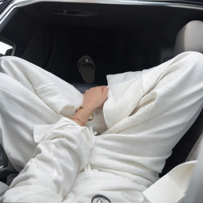 高腰显瘦百搭休闲白色棉麻阔腿裤