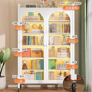 中伟铁皮书柜储物柜一体钢制带门书架家用铁艺防尘置物柜