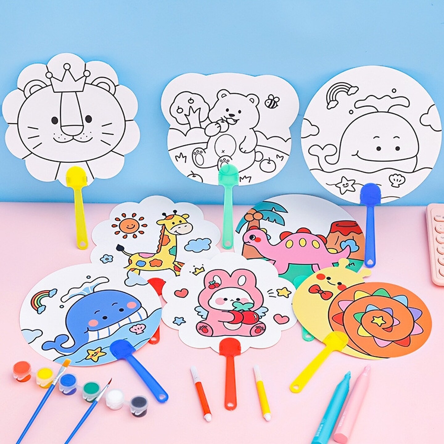 儿童diy手工礼物涂鸦卡通益智扇子创意幼儿园小礼品生日学生奖品