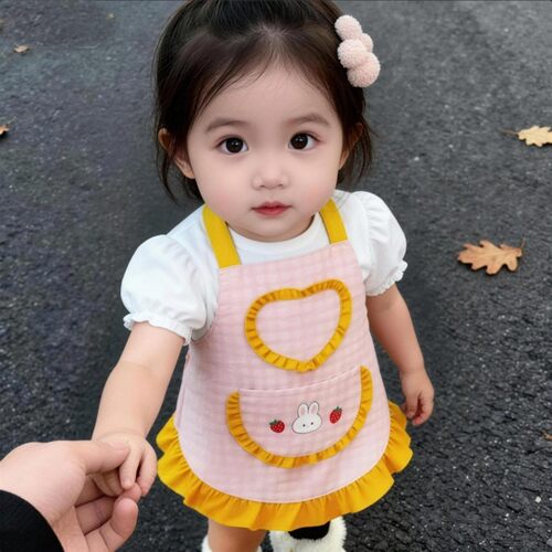 儿童围裙女孩纯棉防水透气宝宝罩衣公主围裙吃饭幼儿园画画防脏兜