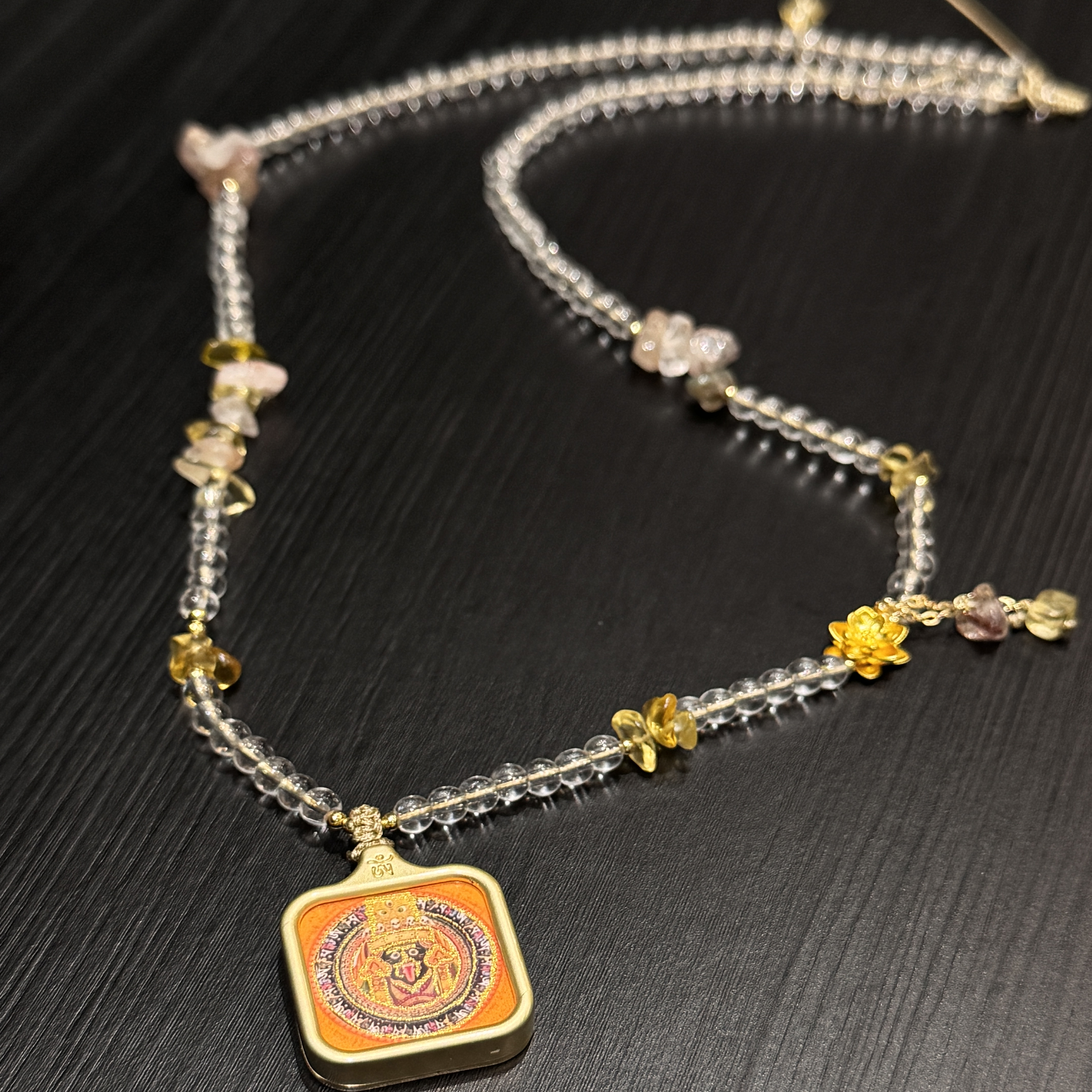 热贡唐卡半手绘描金扎基拉姆唐卡项链吊坠招财护身符吸金轻奢复古