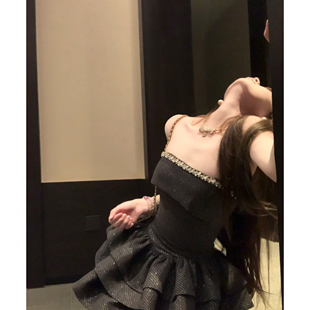 香肉肉 定制爆闪面料原创吊带抹胸连衣裙含胸垫 碎梦