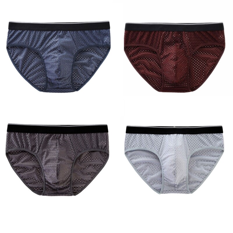 男士冰丝内裤三角无痕超薄透气抗菌薄款成熟网眼中腰大码性感液体