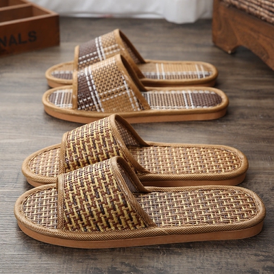 夏季特价竹藤草席凉拖鞋女居家居室内防臭防滑情侣舒适亚麻拖鞋男