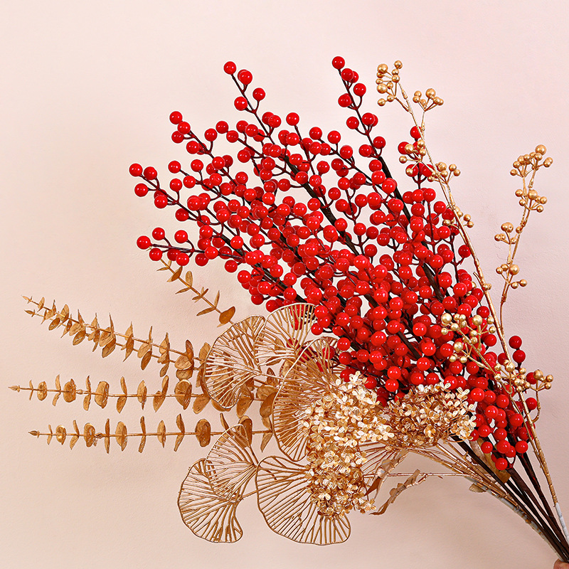 专供干花红果发财果假花