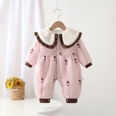 女宝宝秋冬薄棉连体衣