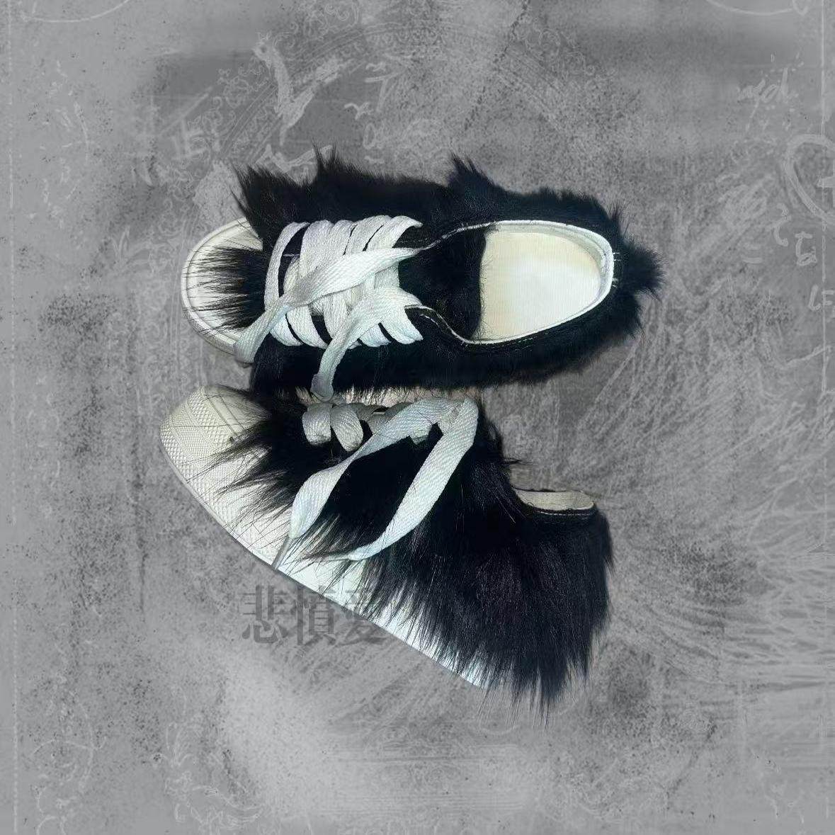 纯手工remake亚文化Y2K千禧辣妹小众可爱低帮狐狸毛松糕厚底毛鞋,女鞋,休闲板鞋,淘宝优惠券,粉丝福利购,淘宝优惠卷