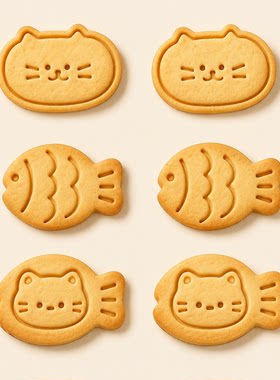 INS可爱猫鱼饼干模具 石塑粘土DIY冰箱贴曲奇翻糖烘焙工具