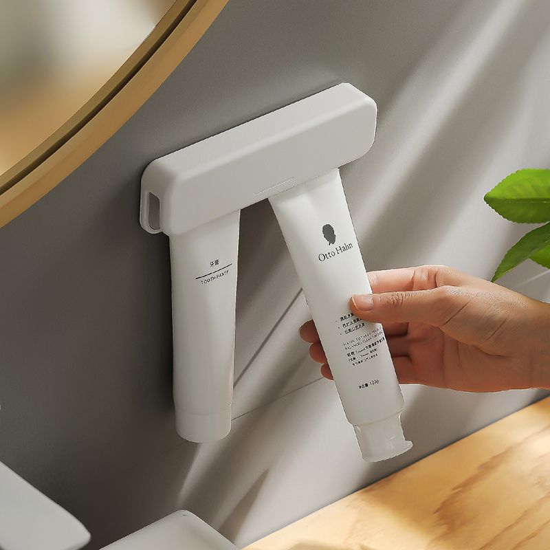 简约免打孔壁挂牙膏收纳夹