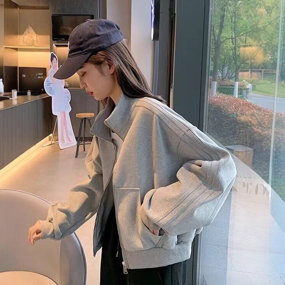 短款运动外套女2025春秋新款棒球服休闲显瘦夹克开衫上衣宽松