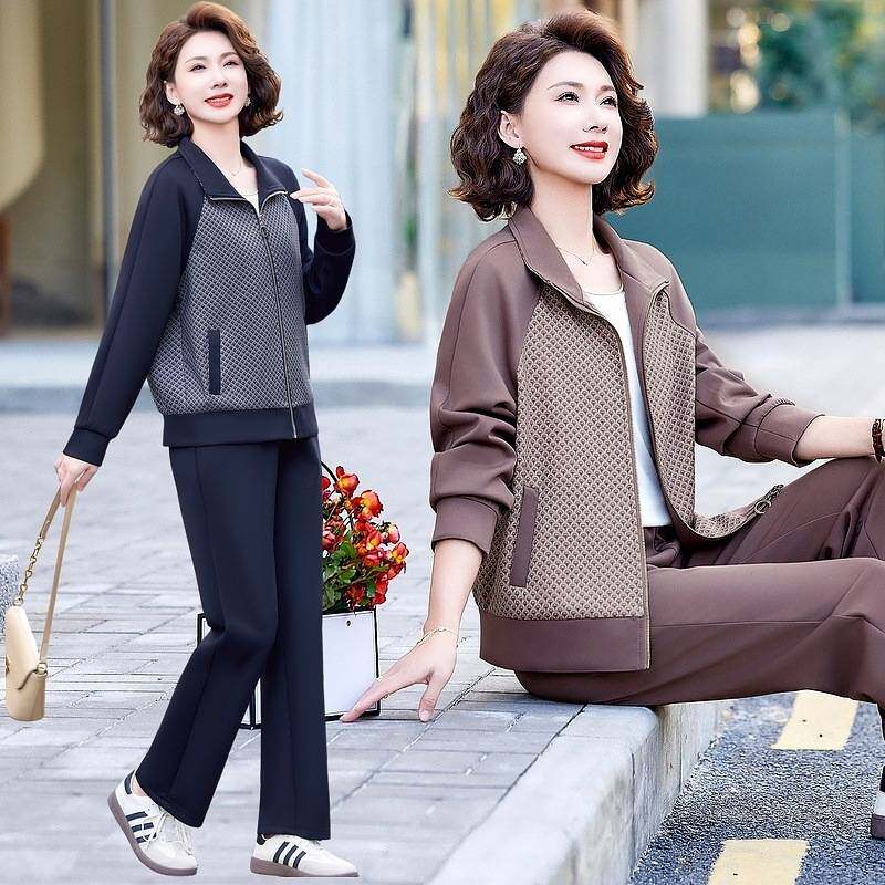官方正品中年妈妈秋装运动套装2026新款中老年女装时尚上衣洋气休
