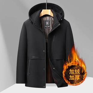 官方正品爸爸冬装外套40岁50中年老爸加绒加厚棉袄子中老年男爷爷