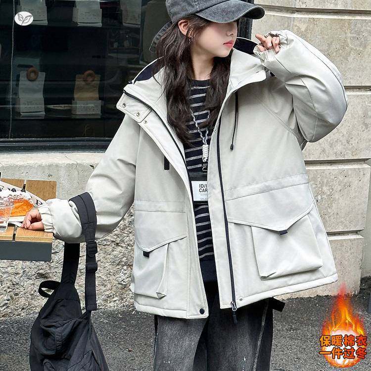 官方正品女童2025年秋冬新款时尚大口袋风衣款棉衣女大童冬季加厚