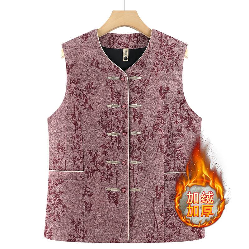 官方正品奶奶装春秋宽松大码马夹老太太秋冬季衣服妈妈装加绒加厚