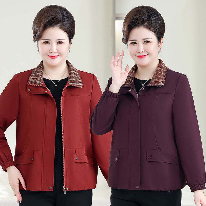 官方正品中老年人女装加肥加大码春装风衣200斤胖妈妈装春秋洋气