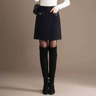 官方正品小香风气质小短款毛呢半身裙2025秋冬装新款防走光亮闪闪