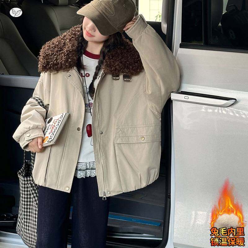 官方正品女童2025年冬季新款时尚洋气脱卸披肩毛领内里派克服加绒