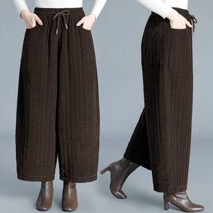 官方正品妈妈裤子秋冬季外穿松紧腰棉裤中老年人女裤阔太太冬装保