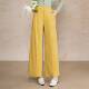 高腰垂感显瘦棉麻直 女春秋新款 官方正品 黄色莱赛尔天丝亚麻休闲裤