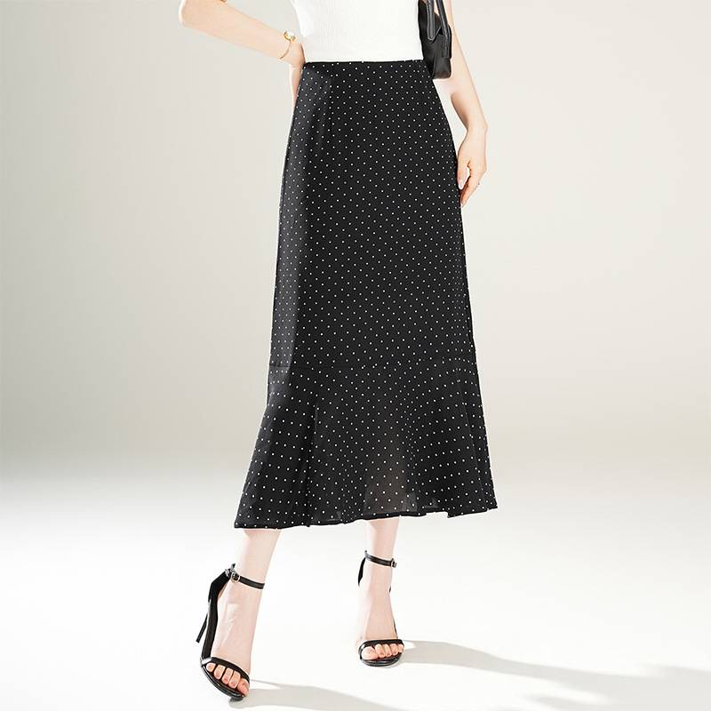 官方正品时尚波点A字包臀鱼尾半身裙女2026年夏季新款高腰简约优