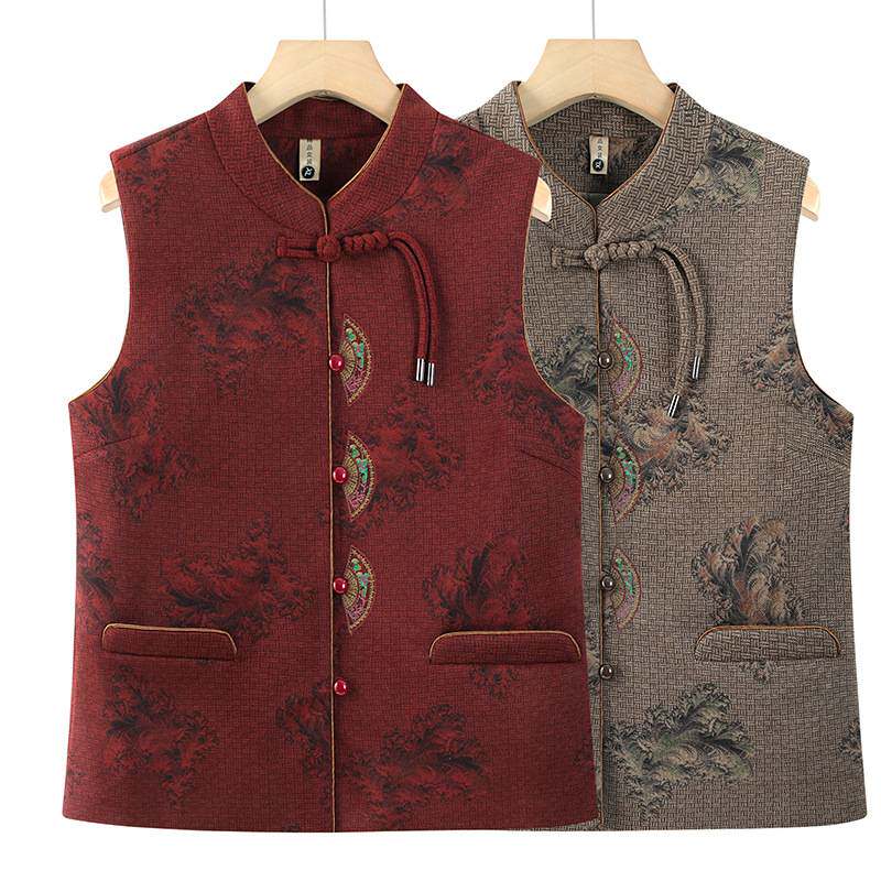 官方正品中老年人女装春新款马甲老奶奶新中式薄款背心老太太外穿