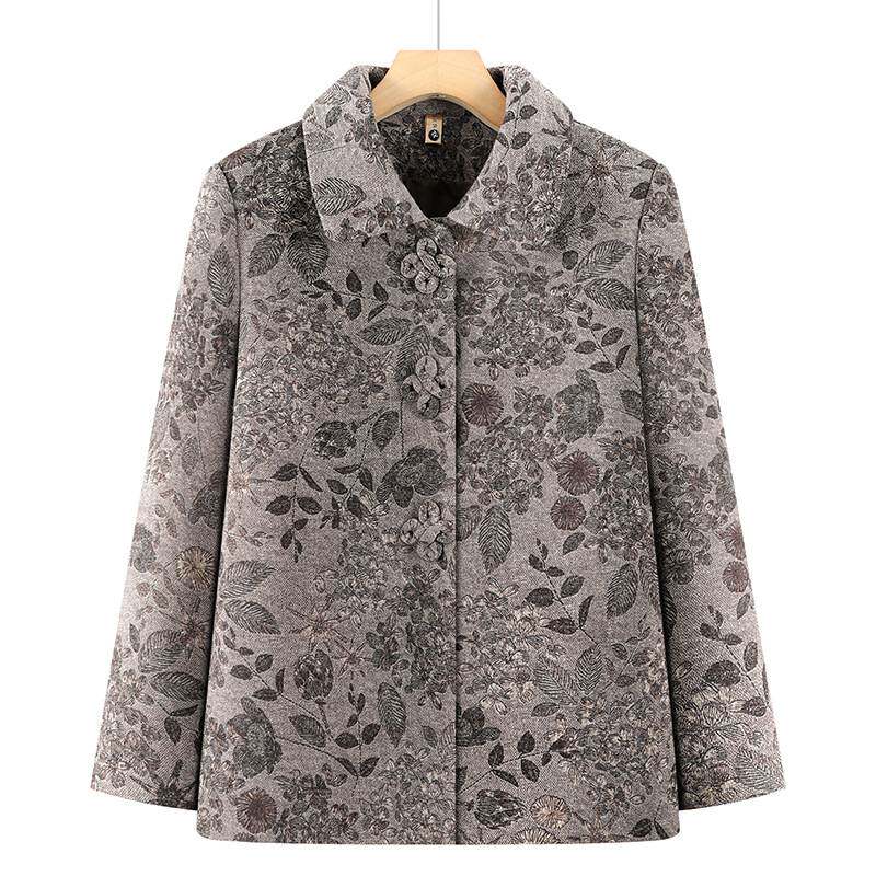 官方正品奶奶秋装翻领外套中老年人女装6070岁老太太春秋衣服休闲