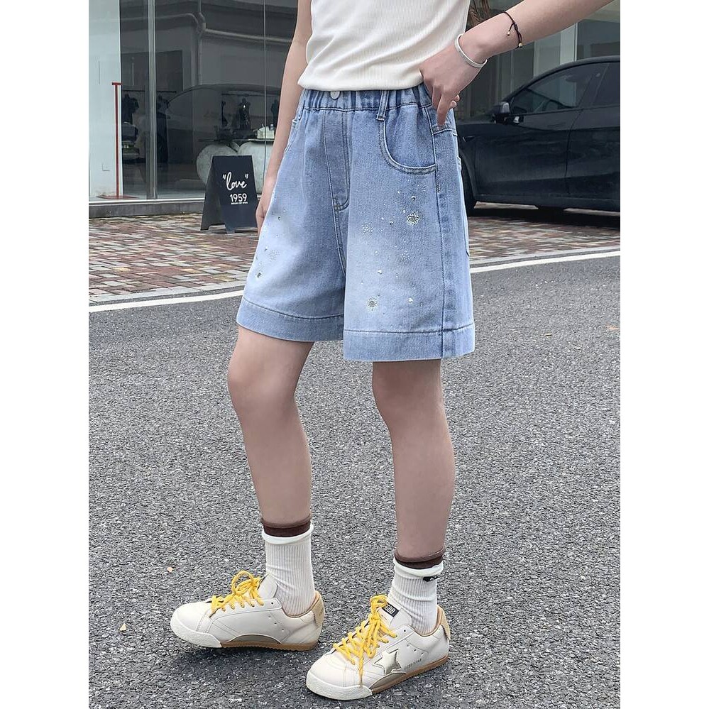 官方正品女童短裤外穿夏季薄款2026新款夏装女孩网红轻薄牛仔裤儿