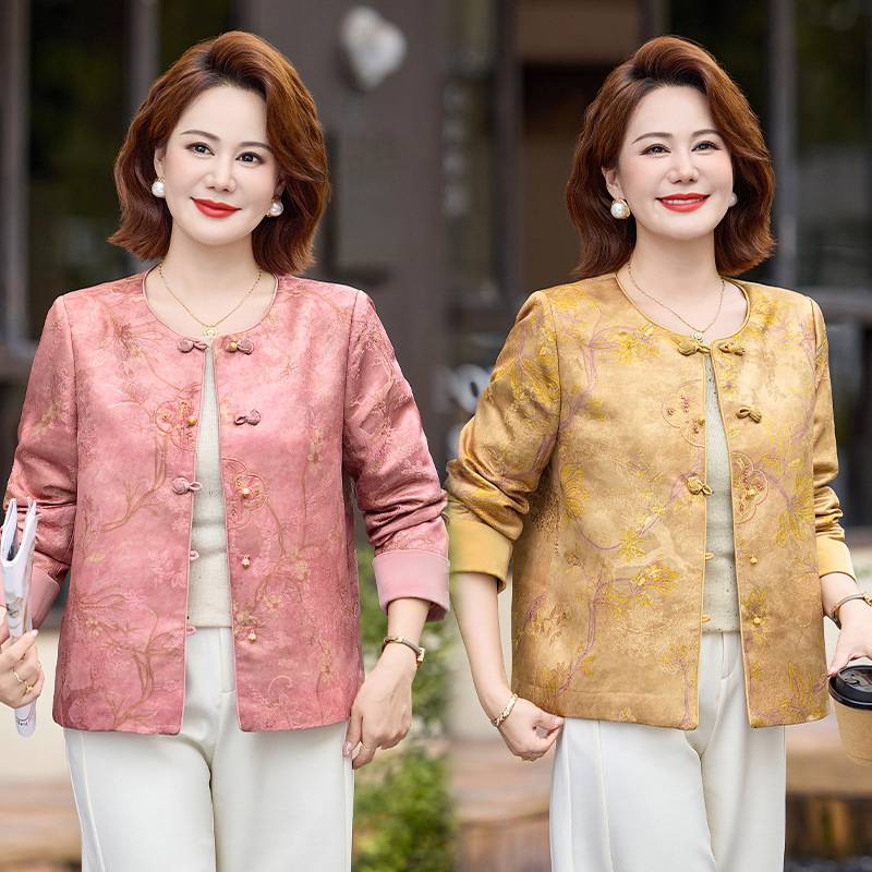 官方正品妈妈秋季洋气风衣外套2026新款中老年女装新中式春秋小香