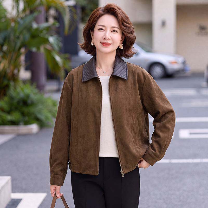 官方正品中年女装秋季时尚高级感洋气麂皮绒外套2026春秋流行爆款