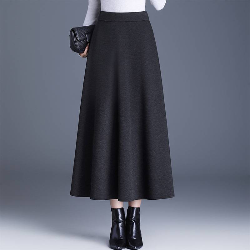 官方正品毛呢半身裙女2025新款秋冬加厚中长款百褶裙高腰a字大摆