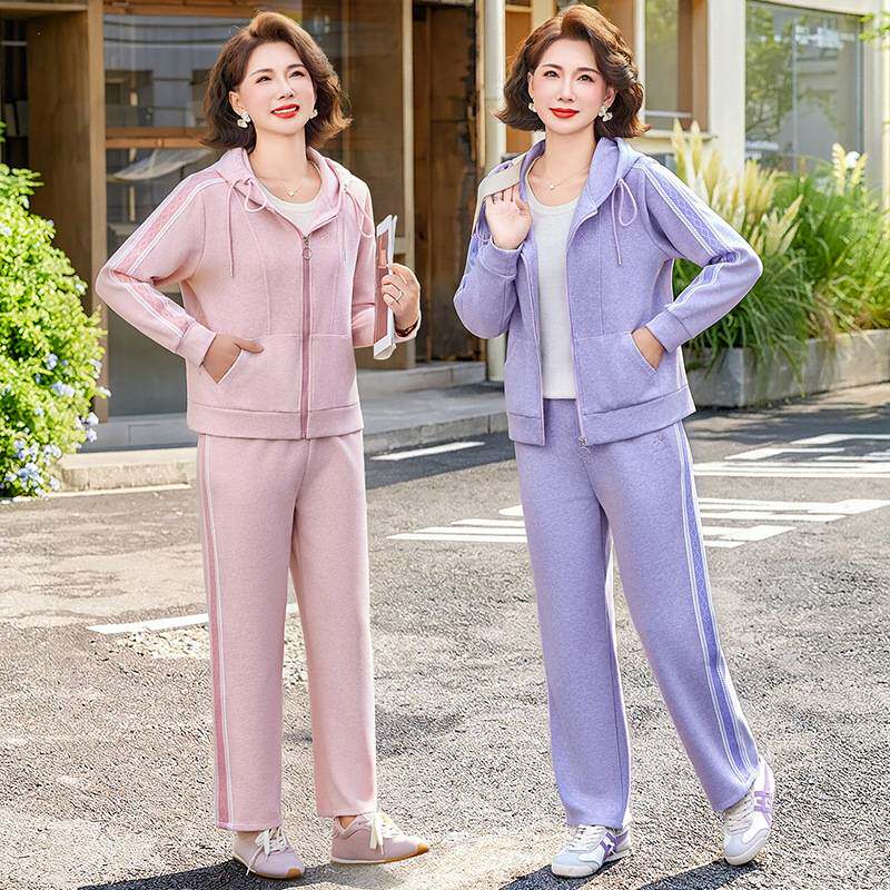 官方正品中年女装秋季连帽外套2026新款套装年轻妈妈秋装休闲运动