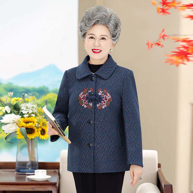 官方正品中老年人秋装大码外套女奶奶厚款衣服妈妈秋天70岁80老人