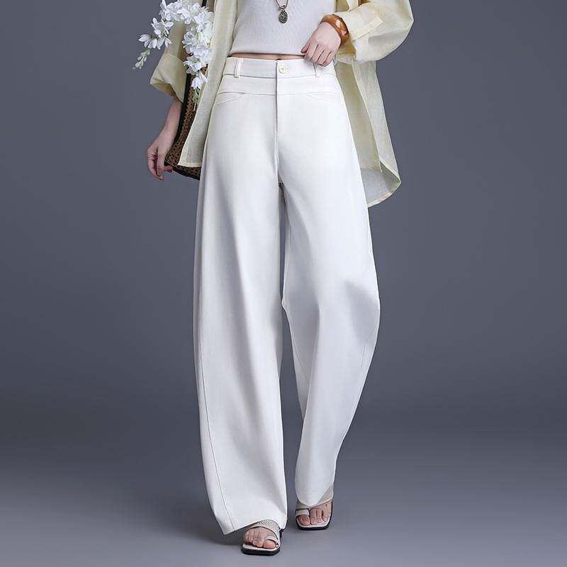 官方正品白色阔腿裤女2026春夏款新款时尚气质高腰女垂顺感宽松西
