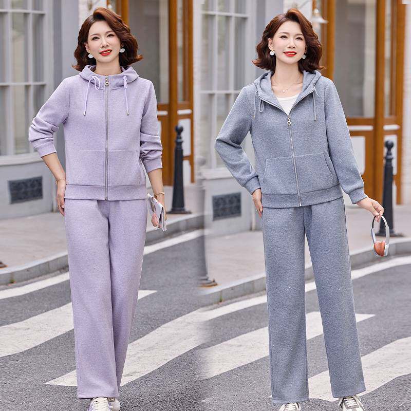 官方正品妈妈秋装上衣运动套装秋季新款40岁中老年女装春秋两件套