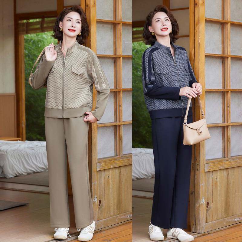 官方正品中老年女装两件套中年妈妈春装时尚运动服套装2026新款洋