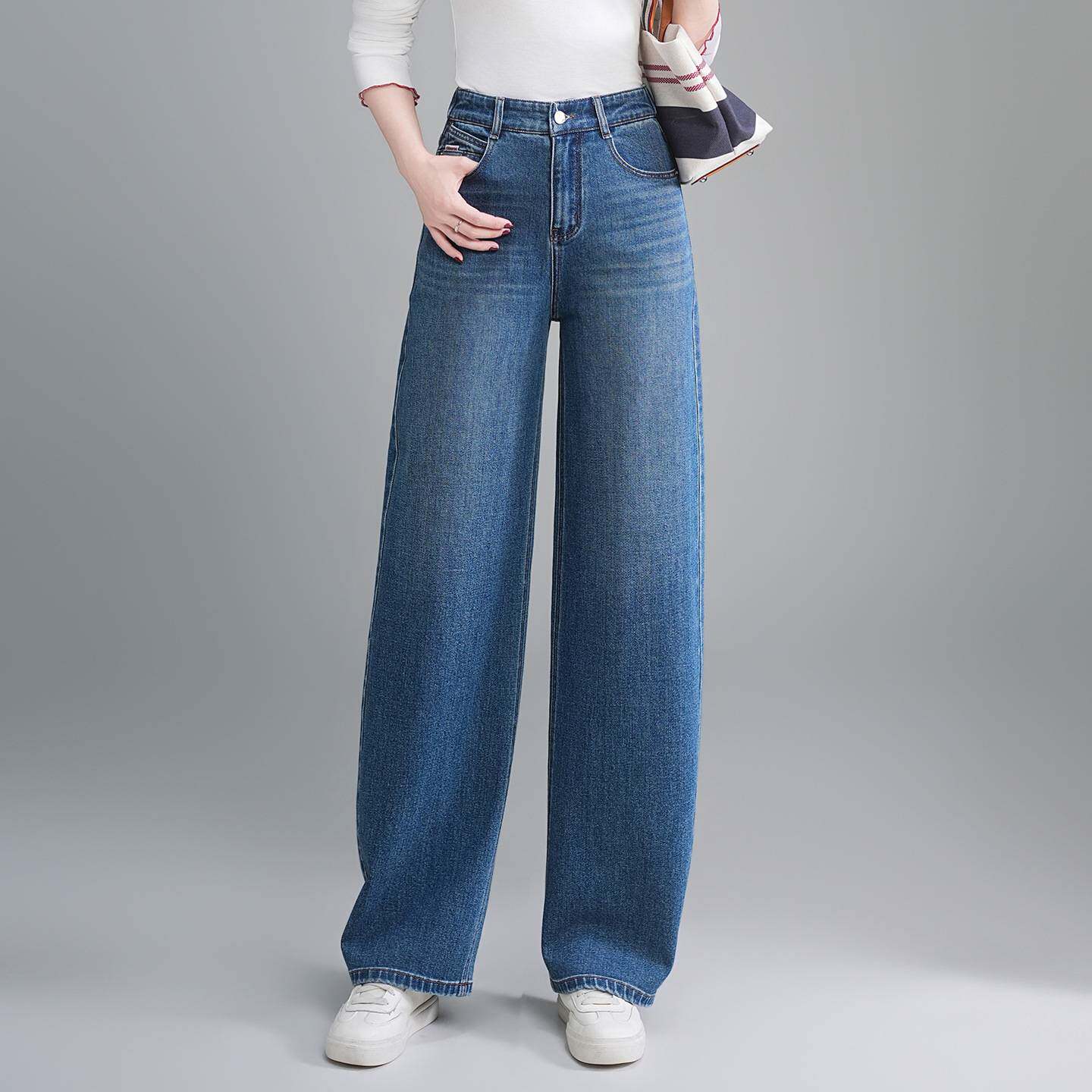 官方正品复古弯刀牛仔裤女士2026春季新款窄版阔腿裤高腰镰刀裤春