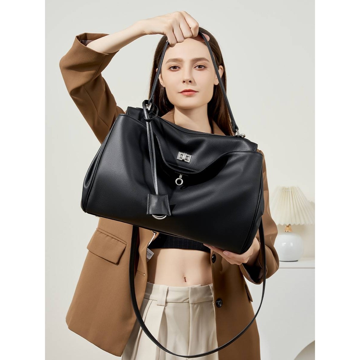 官方正品25新款Rodeo托特包大容量光滑小牛皮单肩手提锁扣通勤腋