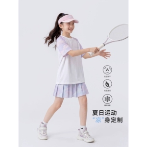 官方正品女童夏装套装 女孩网球服 儿童速干衣 女大童亲肤运动装