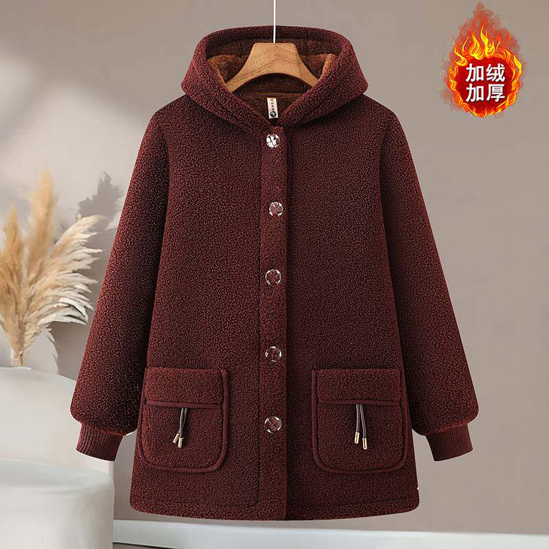 官方正品中老年女装冬季新款加绒加厚棉服宽松大码棉袄妈妈冬装颗