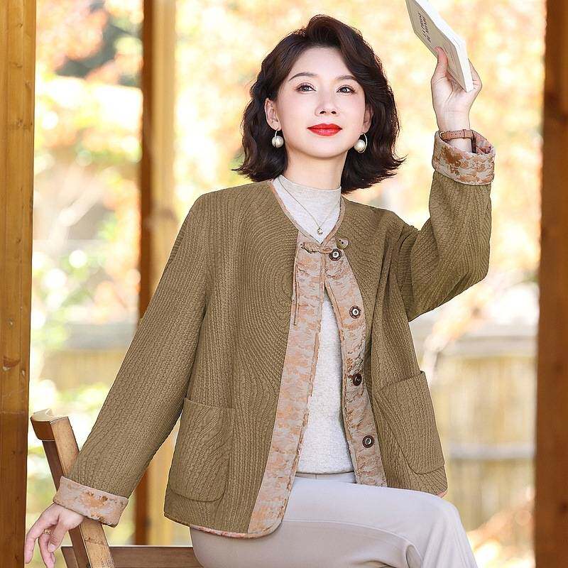 官方正品新中式妈妈秋装国风外套洋气大码中老年女阔太太休闲夹克