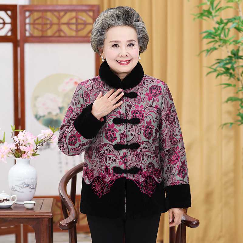 官方正品奶奶装冬装棉衣60岁70老人唐装衣服女中老年加绒加厚妈妈