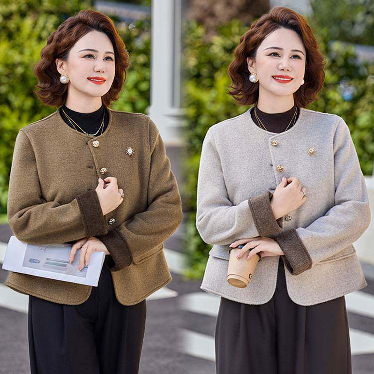 官方正品中年女士小香风夹克妈妈秋装时尚外套中老年女装春秋双面