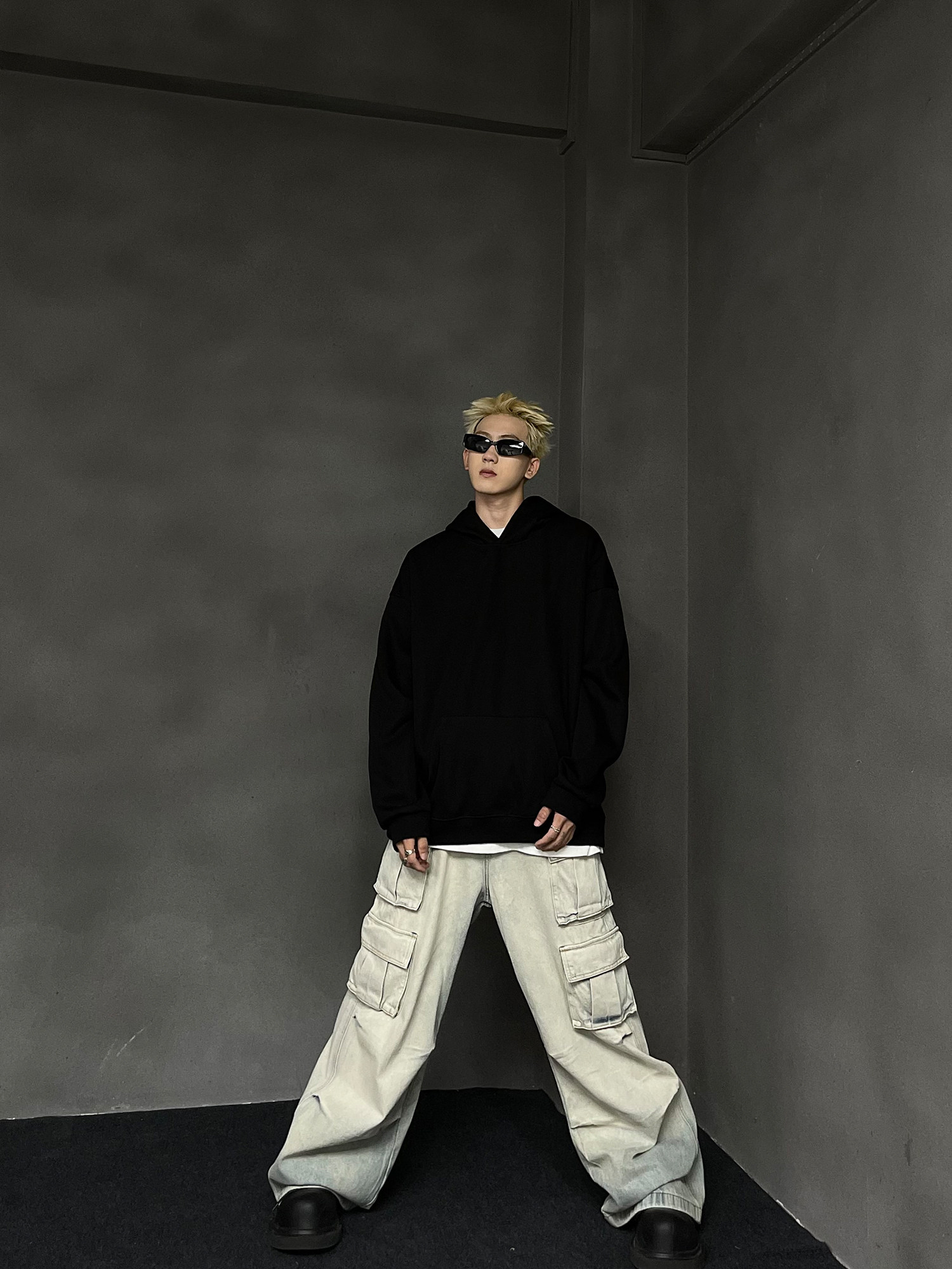 MAXDSTR 아메리칸 레트로 솔리드 컬러 헤비급 후드 티셔츠 남성 루즈 트렌디 브랜드 커플 기본 까마귀 자켓 인