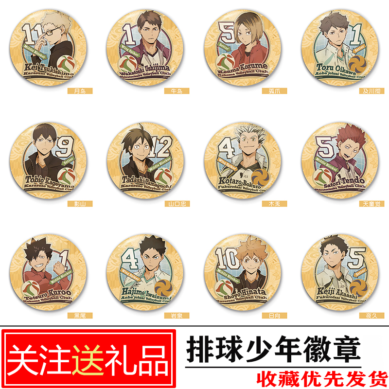 排球少年 排球少年徽章日向夜久孤爪黑尾天童觉牛岛二次元吧唧胸针包包挂件 图片价格品牌报价 原仓数据