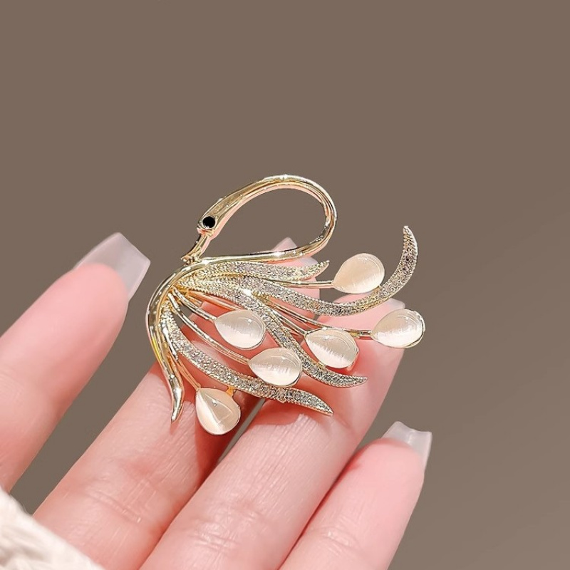 精致猫眼天鹅胸针2112