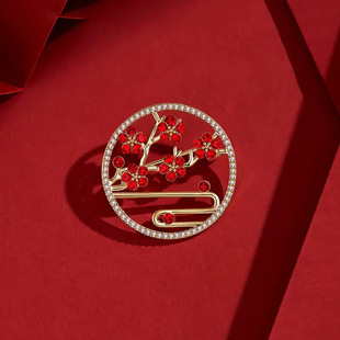 梅花红色国风胸针ins潮女新款气质胸花配饰百搭大气毛衣西装别针